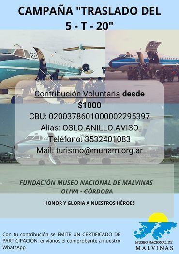 Trasladarán el avión rescatado al Museo de Malvinas en Oliva