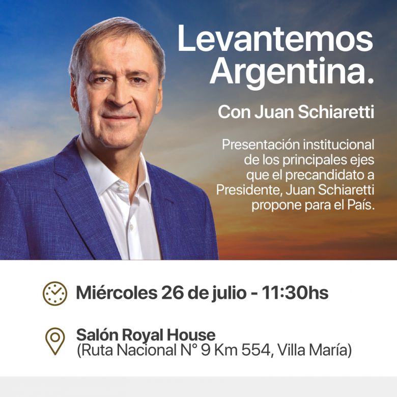 Juan Schiaretti presenta hoy sus propuestas en Villa María