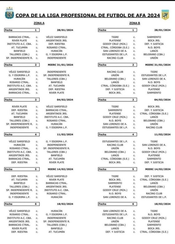 Se conoció el fixture de la Copa de la Liga 2024