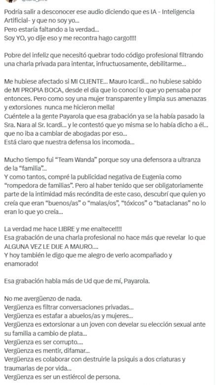 La abogada de Icardi, habló de la filtración de su audio contra la China Suárez