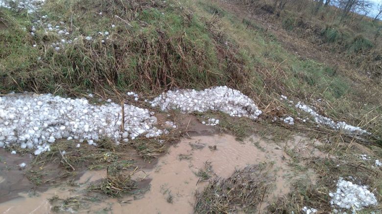 El norte bonaerense limítrofe con el sur de Córdoba recibió una fuerte tormenta con lluvia y piedra