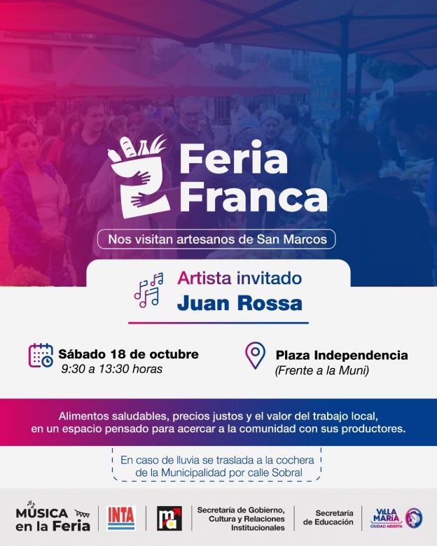 Este sábado se realiza una nueva edición de la Feria Franca con música en vivo
