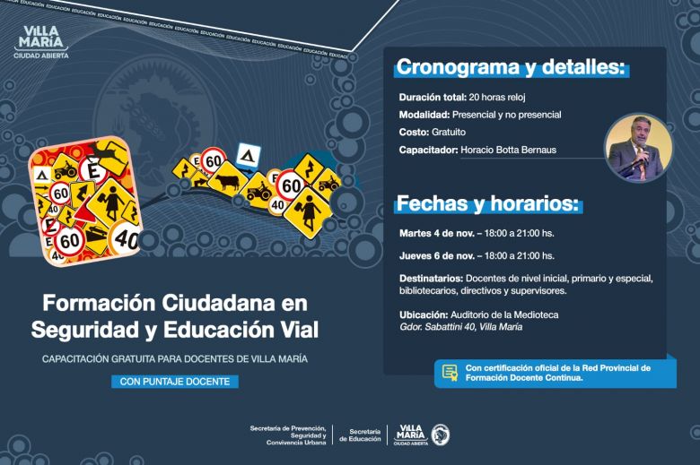 Formación Ciudadana y Seguridad Vial: el municipio presenta una nueva instancia de capacitación docente con puntaje oficial