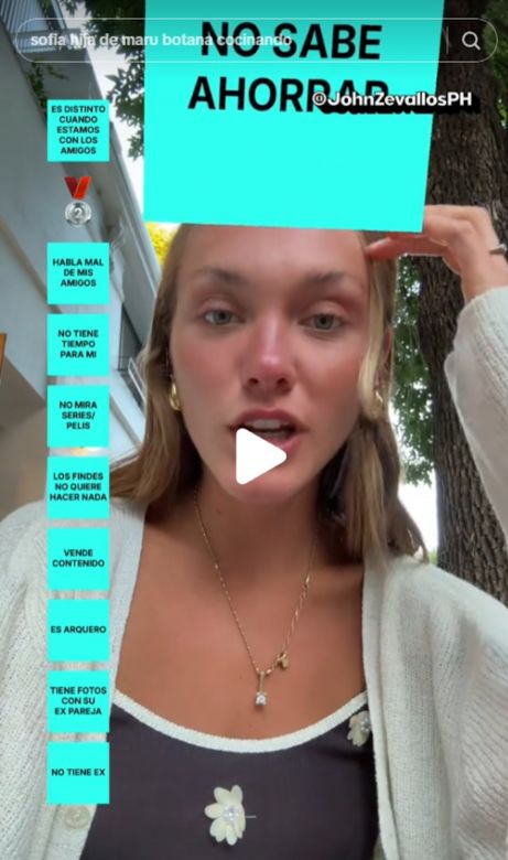 Sofía Solá, la hija de Maru Botana, contó lo que más le molesta en una pareja y generó debate en las redes