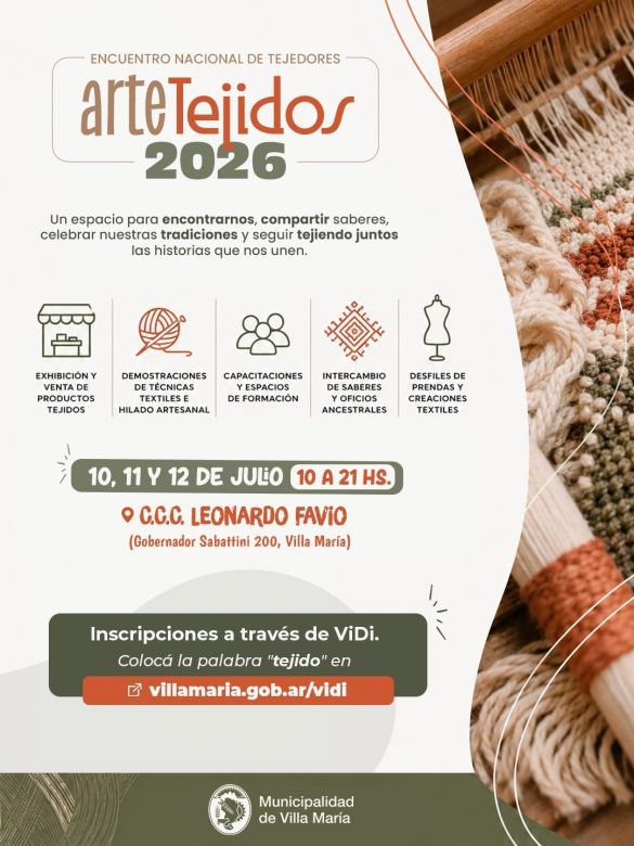 ARTE-TEJIDO: Villa Mar&iacute;a convoca a artesanos de todo el pa&iacute;s para el Encuentro Nacional de Tejedores