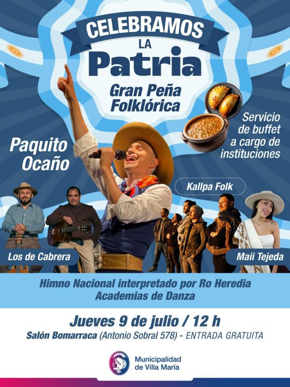 Paquito Oca&ntilde;o encabezar&aacute; la gran pe&ntilde;a folkl&oacute;rica de Villa Mar&iacute;a por el D&iacute;a de la Independencia