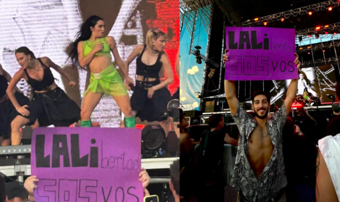 Lali Espósito dio un show en España y la recibieron con un cartel sobre su polémica con Javier Milei