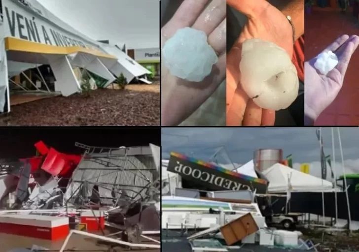 La tormenta provocó destrozos en San Nicolás y arremetió contra el predio de Expoagro